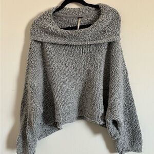 Free People BFF Heathered Gray Cowl Neck Sweater
